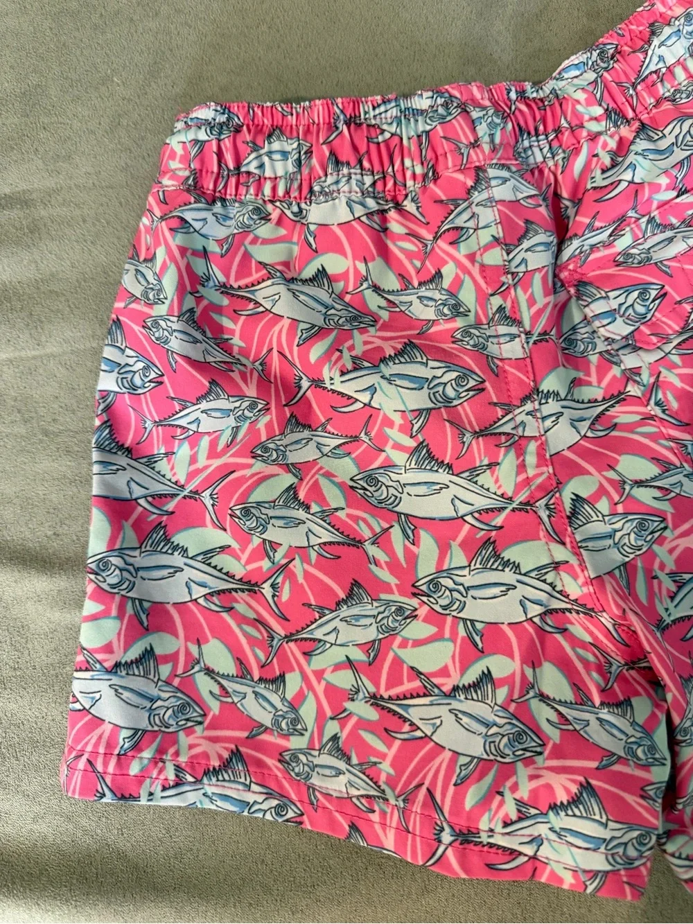Vineyard Vines Pink Fish Print Swim Trunks